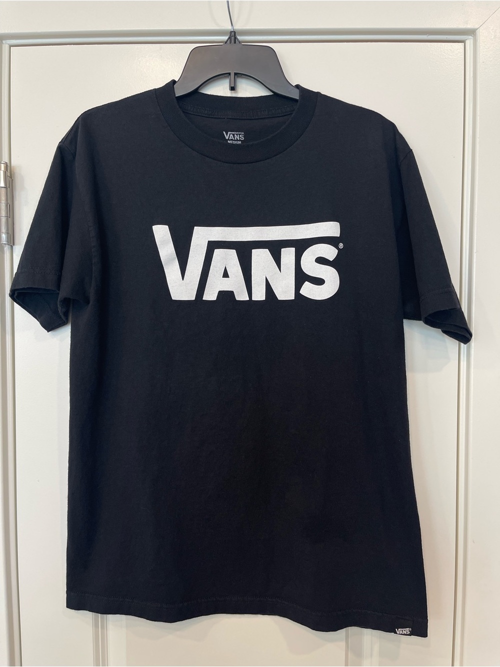 Vans Black Short-Sleeve Logo Tee with White Print